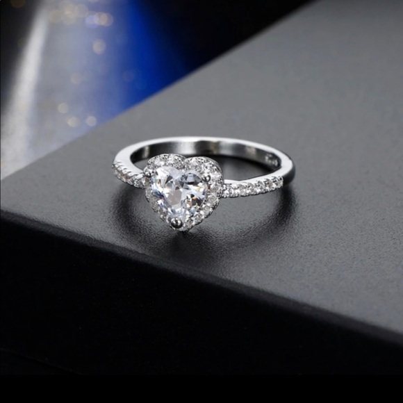 Silver Rhinestone Heart Promise Ring - Picture 1 of 3